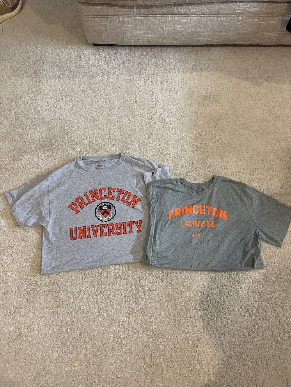 Princeton lacrosse Gameday Grey T-Shirts with Bright Orange Princeton Graphics